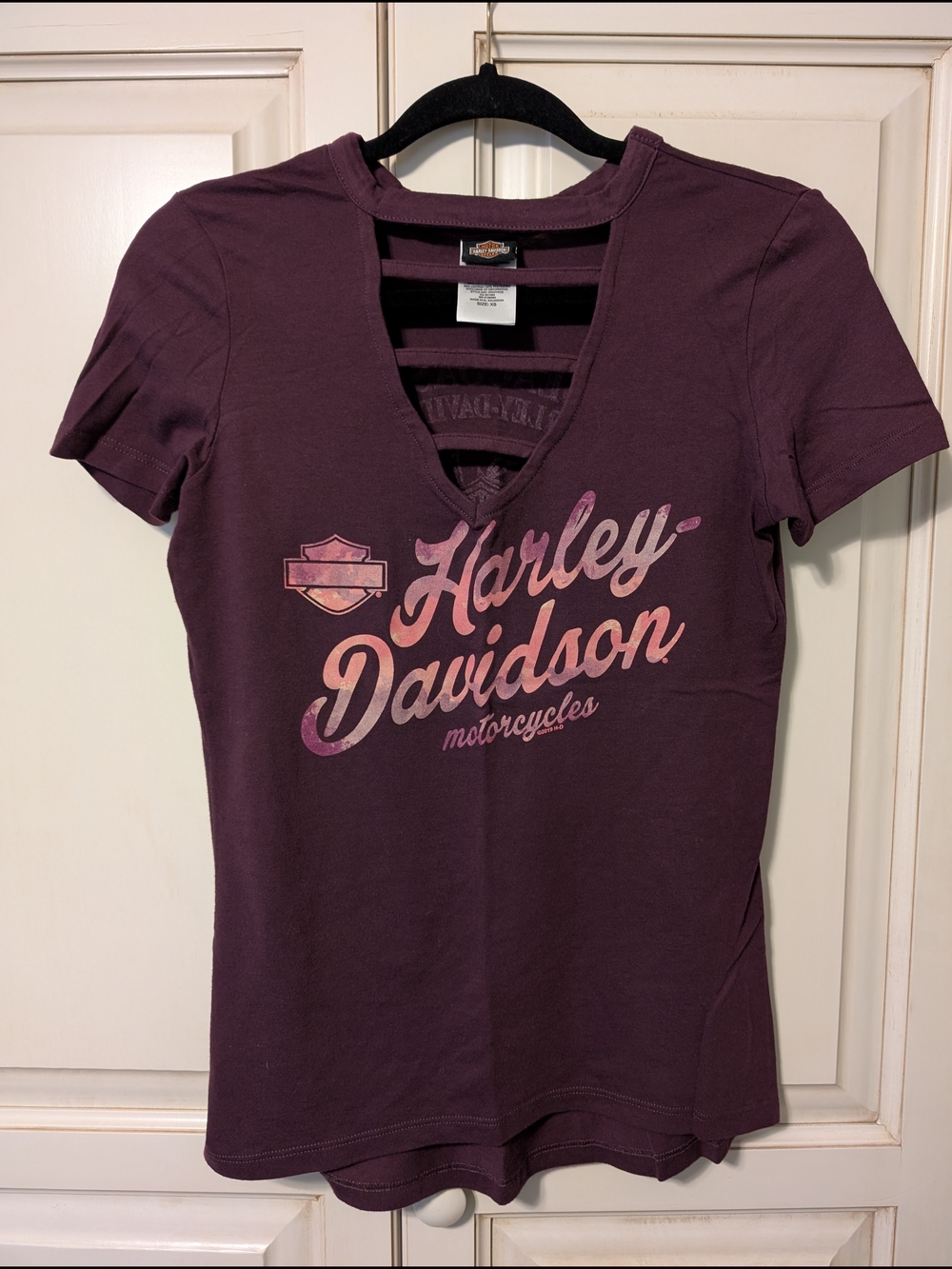 Harley-Davidson Women's Plum Short-Sleeve Graphic V-Neck Tee